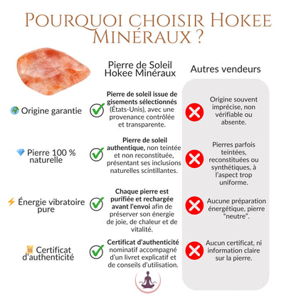 Comparatif pierre de soleil Hokee Minéraux qualité origine énergie