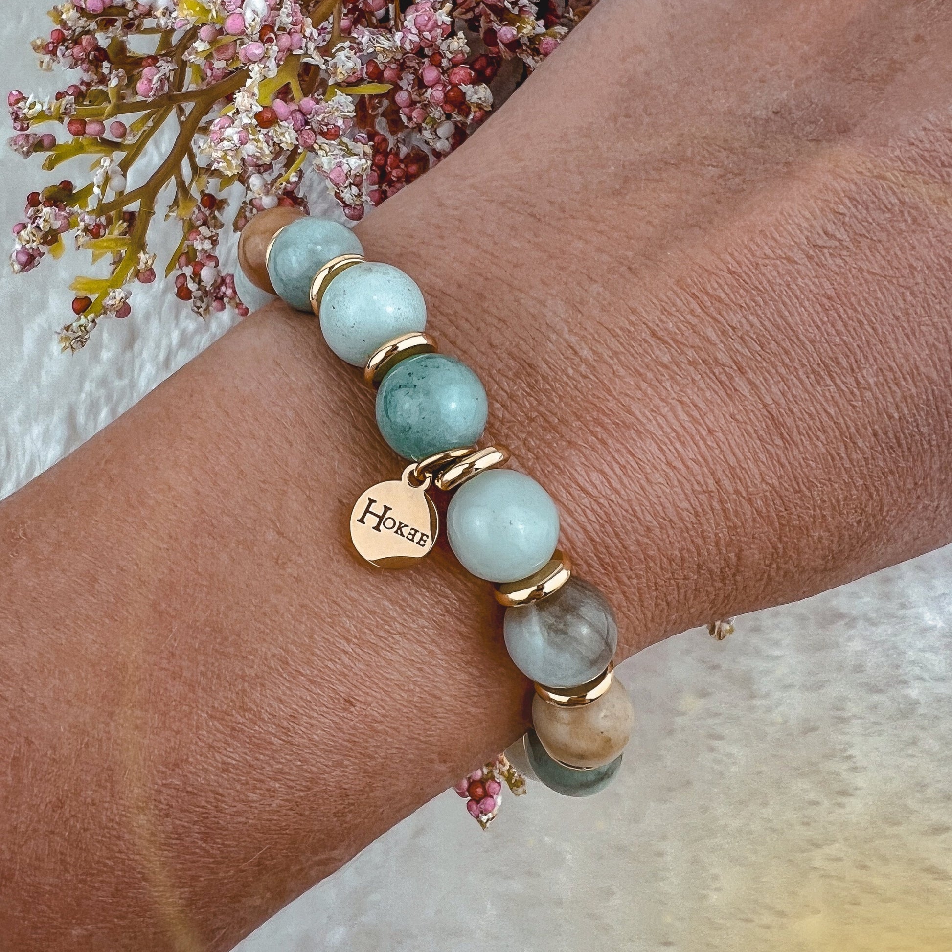 Bracelet ZOÉ Amazonite Gold Hokee Minéraux