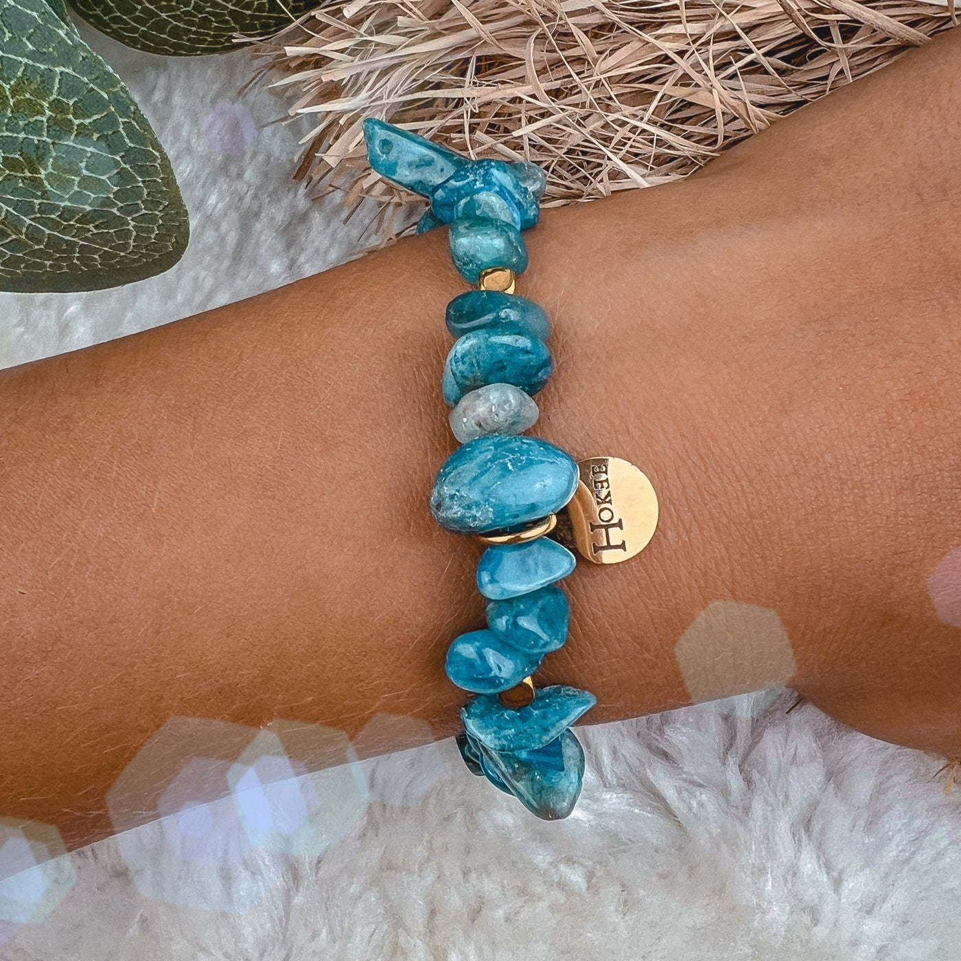 Détail du bracelet enfant ABYSSE en apatite bleue