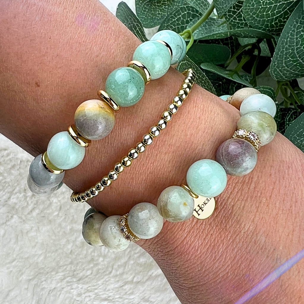 Set MARIE Gold – Amazonite Hokee Minéraux