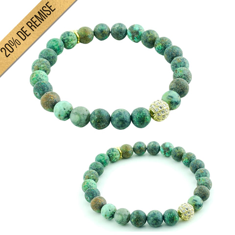 Set Bracelet CANOPÉE turquoise africaine Gold Mère/fille