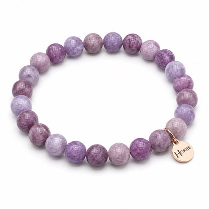 Bracelet Lépidolite 8 mm avec médaillon rose gold HOKEE