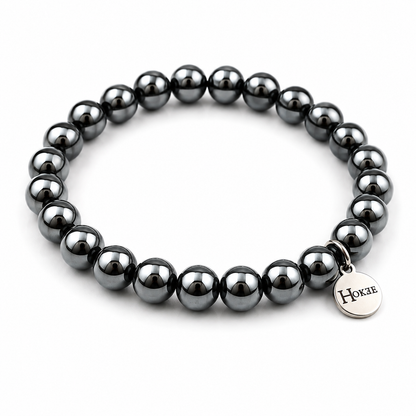 Bracelet en magnétite naturelle 8 mm avec médaillon HOKEE