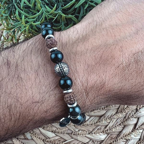 Bracelet ODIN Obsidienne Silver