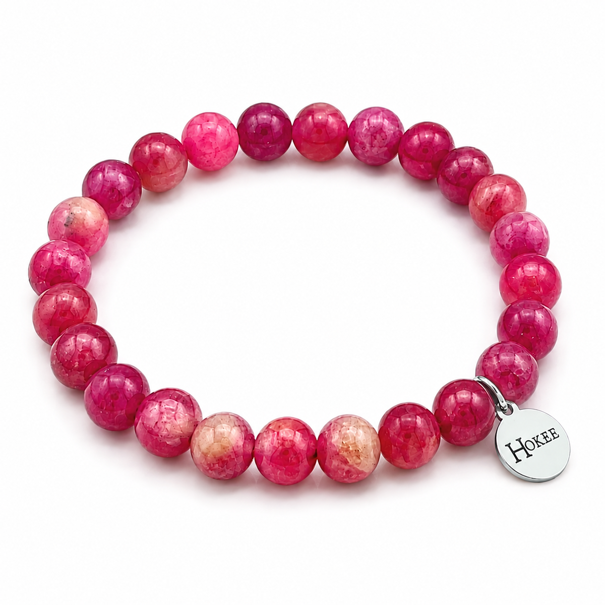 Bracelet Tourmaline Rose naturelle 8 mm avec médaillon silver – Hokee Minéraux