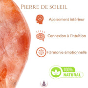 Présentation de la pierre de soleil naturelle du bracelet CANOPÉE
