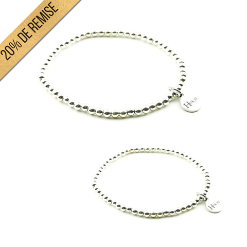 Set EMMA 3mm Silver Mère/fille