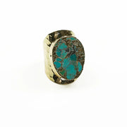 Bague APHRODITE en turquoise sur anneau doré ajustable – Hokee Minéraux