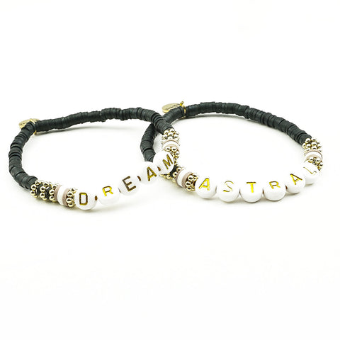 🧚🏼 ENFANT -  Bracelet mantra ASTRAL Noir  - À personnaliser