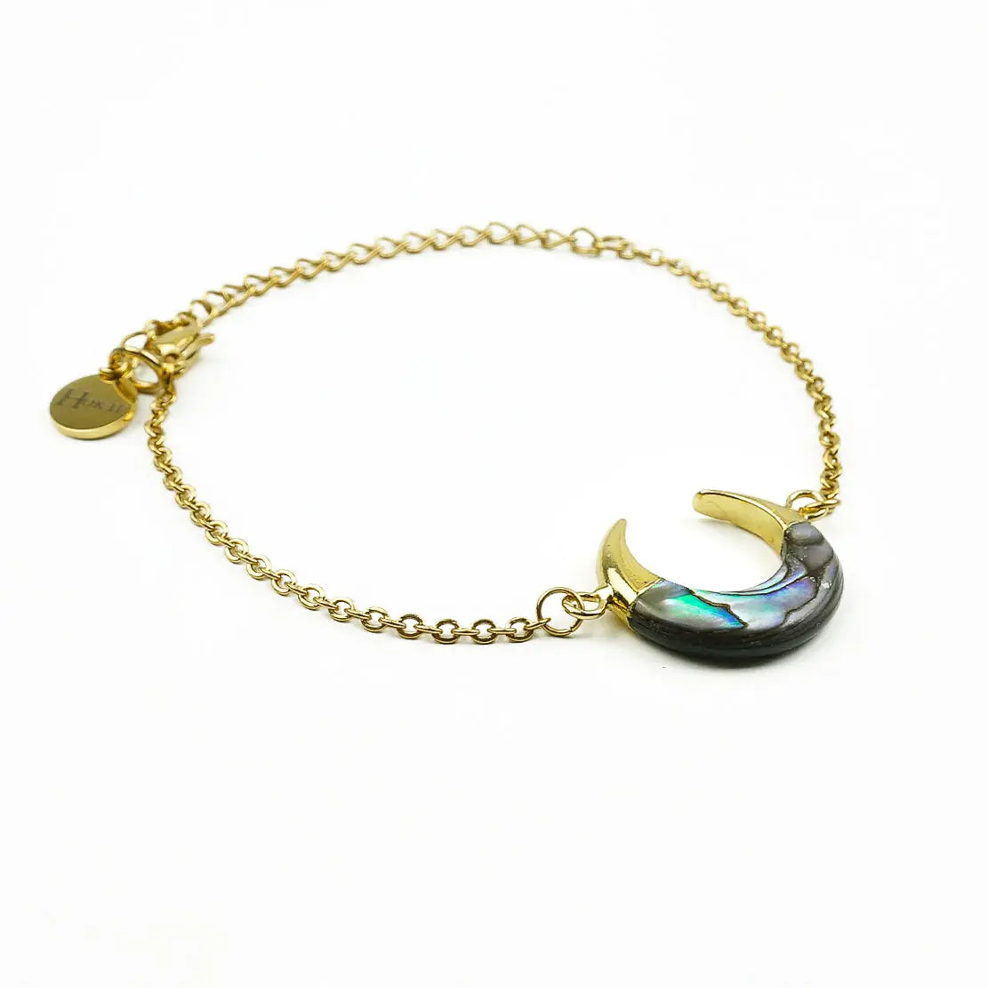 Bracelet BORÉAL avec motif lune en abalone naturelle