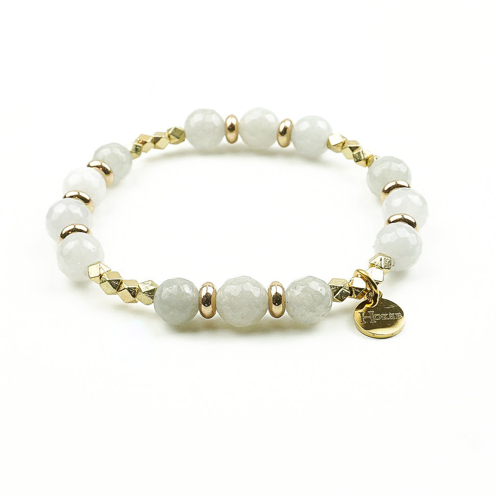 Bracelet CANDICE en pierre de lune naturelle aux reflets nacrés