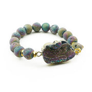 Bracelet JOSIE Arc-en-Ciel en agate multicolore et finition dorée – Hokee Minéraux