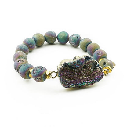 Bracelet JOSIE Arc-en-Ciel en agate multicolore et finition dorée – Hokee Minéraux