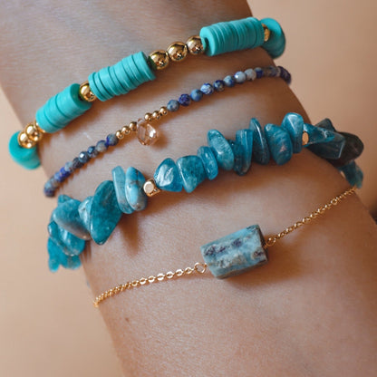 Bracelet TIAMA Howlite Bleue Gold Hokee Minéraux