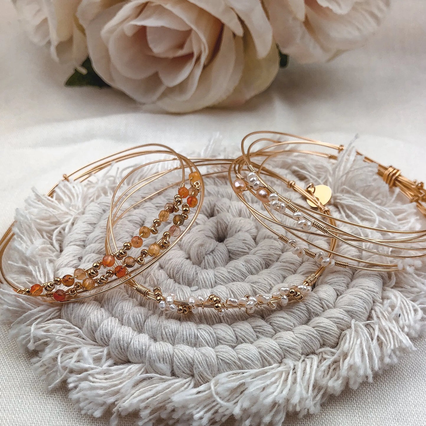 Jonc Semainier SEVEN Nacre Gold Hokee Minéraux