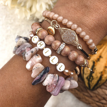 Bracelet élastique JASMINE en rhodonite naturelle