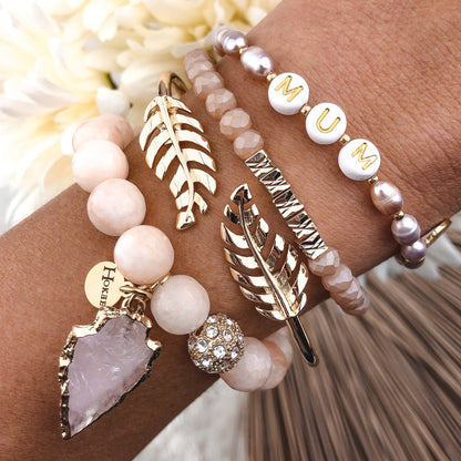 Bracelet MADDY en perles de jade beige naturel