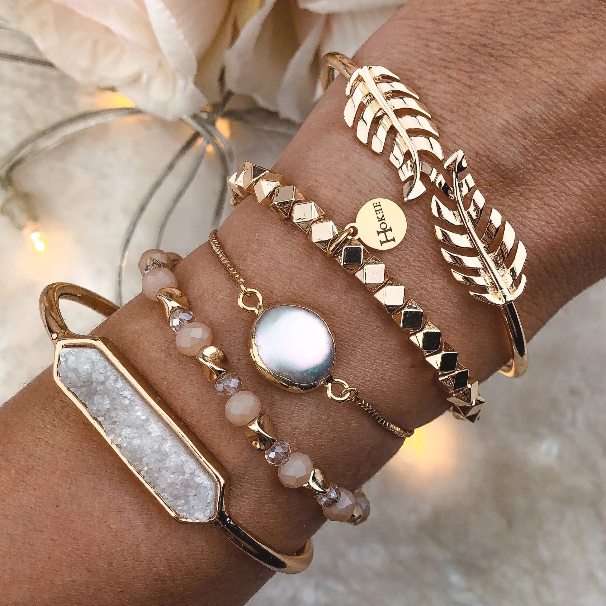 Bracelet LOLA Nacre Gold Hokee Minéraux