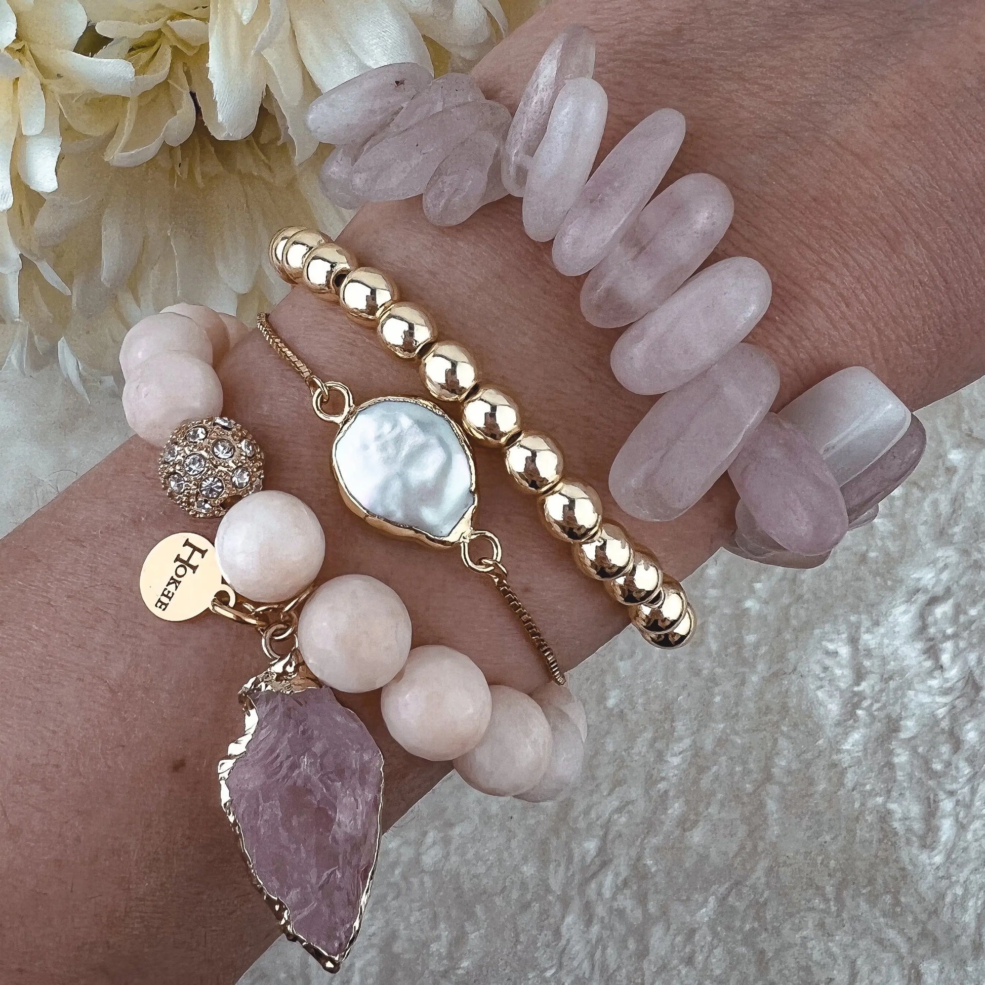 Bracelet LOLA Nacre Gold Hokee Minéraux